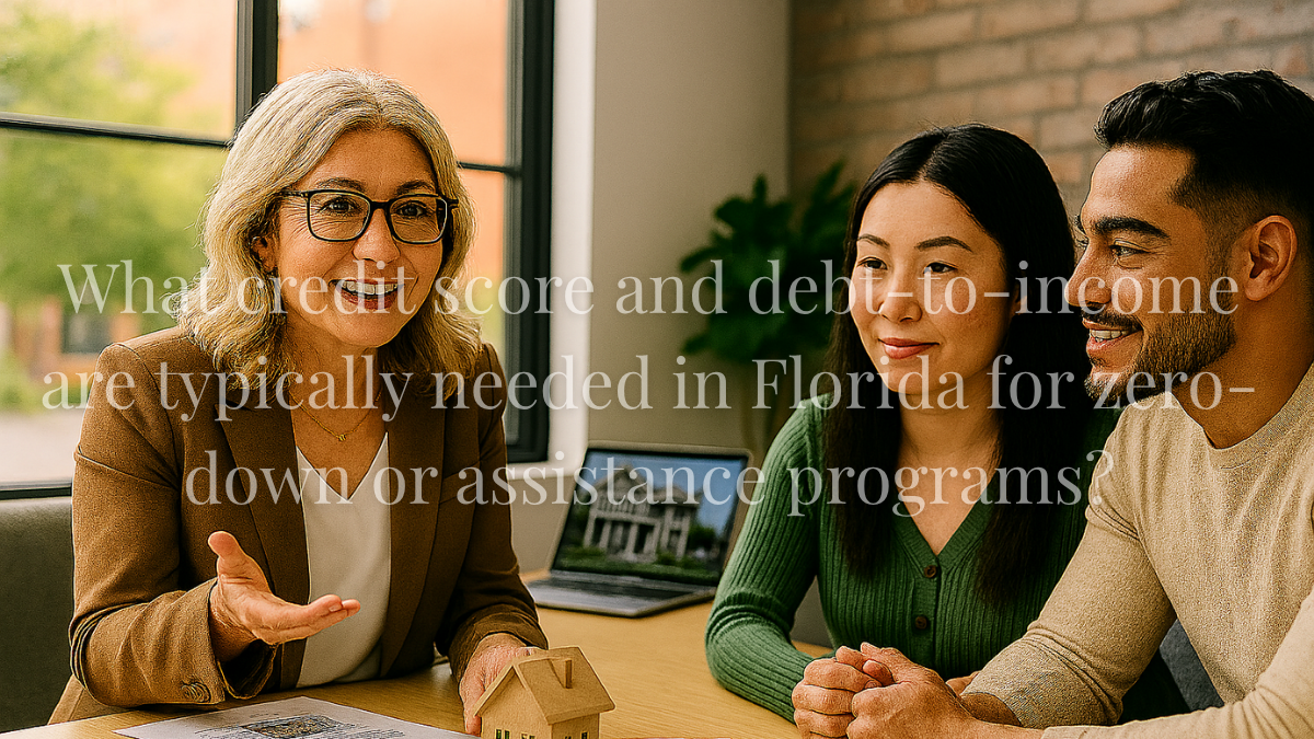 What credit score and debt-to-income are typically needed in Florida for zero-down or assistance programs?