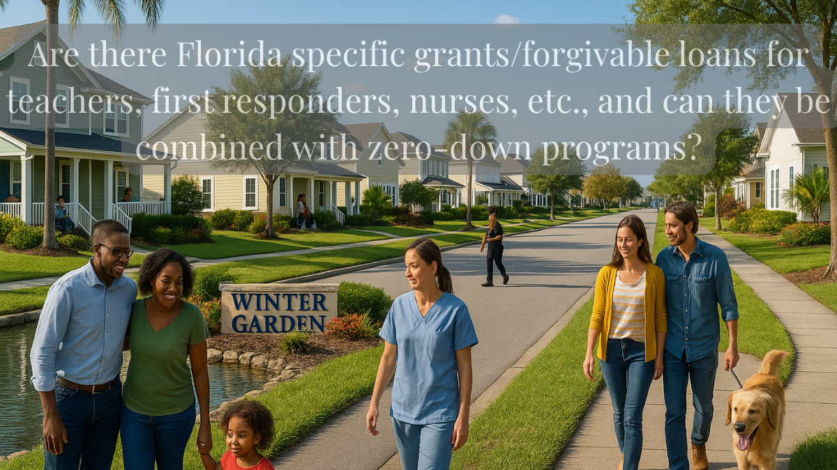 Are there Florida-specific grants/forgivable loans for teachers, first responders, nurses, etc., and can they be combined with zero-down programs?