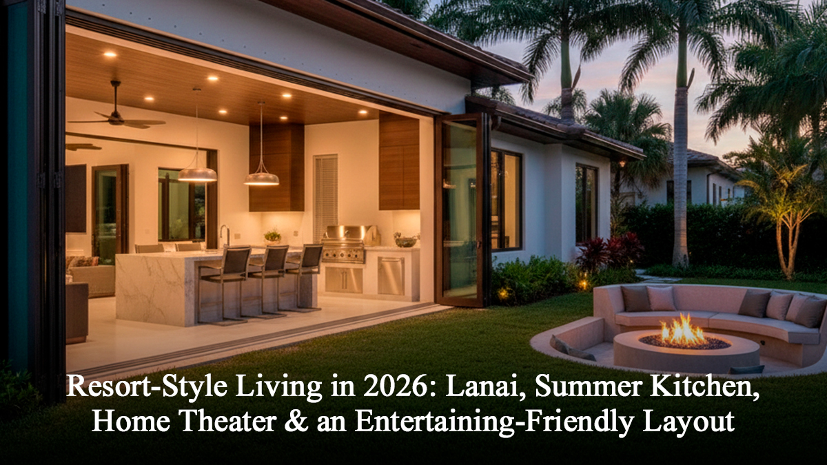 Resort-Style Living in 2026: Lanai, Summer Kitchen, Home Theater & an Entertaining-Friendly Layout