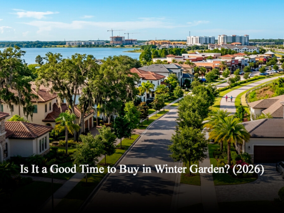 Aerial view of luxury homes and a lakeside residential community near Stoneybrook West Golf in Winter Garden, FL, showcasing the premium real estate landscape in the 34787 Winter Garden area.