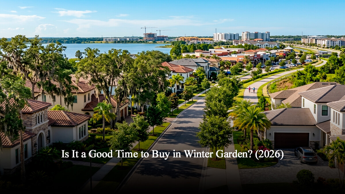 Aerial view of luxury homes and a lakeside residential community near Stoneybrook West Golf in Winter Garden, FL, showcasing the premium real estate landscape in the 34787 Winter Garden area.