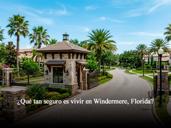 Entrada con garita de seguridad y control de acceso en una comunidad privada de lujo en Windermere Florida.