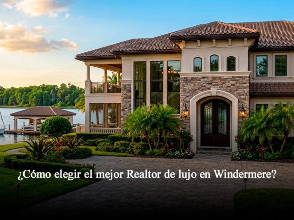 Casa de lujo frente al lago en Windermere Florida con muelle privado y arquitectura elegante para blog sobre inmobiliaria de lujo