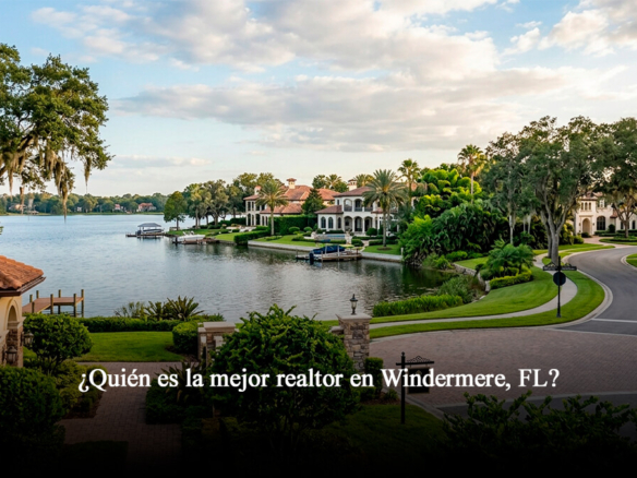 Casas de lujo frente al agua en Windermere Florida con muelles privados y arquitectura residencial de alto nivel.