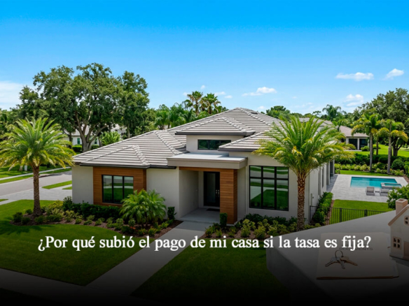 Exterior de casa moderna en Florida Central con documentos hipotecarios y llaves sobre repisa