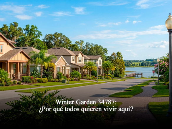 Comunidad residencial moderna en Winter Garden Florida zip code 34787 cerca del lago.