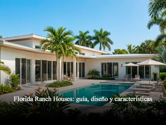 Casa estilo rancho en Florida Central con piscina y diseño de una planta en entorno tropical.