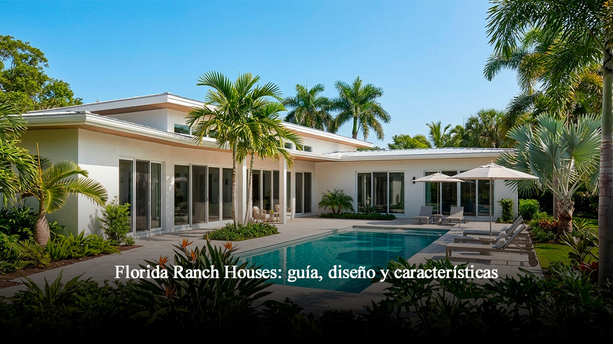 Casa estilo rancho en Florida Central con piscina y diseño de una planta en entorno tropical.