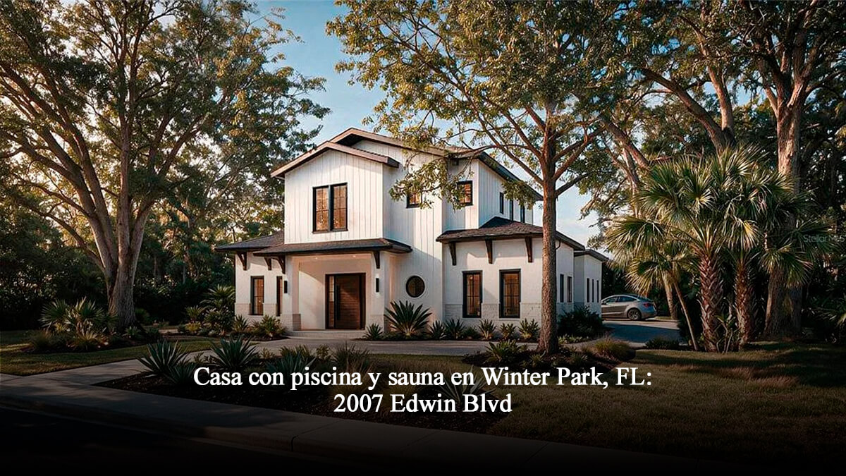 Casa moderna de nueva construcción en 2007 Edwin Blvd, Winter Park FL, con fachada blanca estilo farmhouse contemporáneo y garaje para 3 autos.